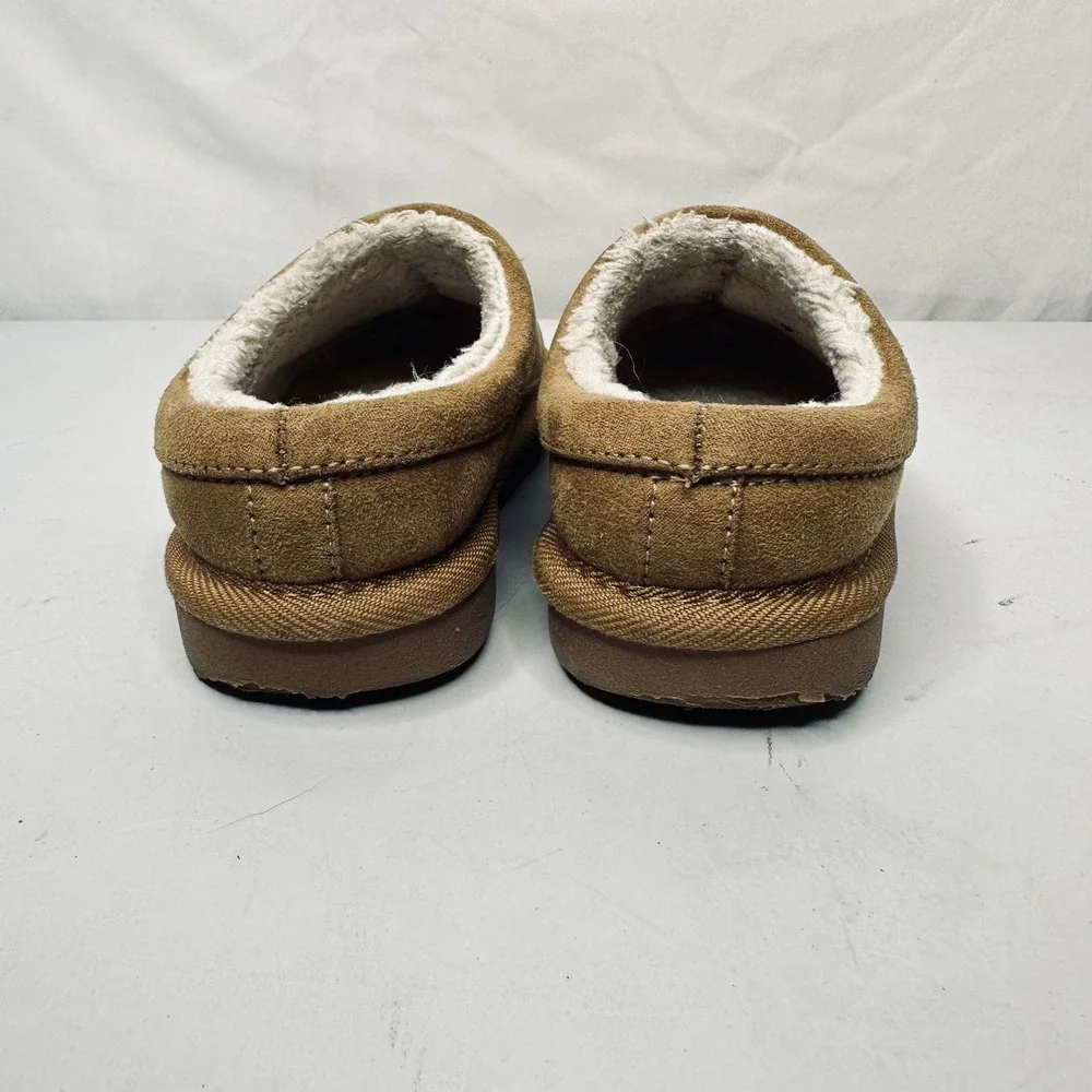 Toddler Kids Chestnut Brown Faux Fur Lined Suede Clog Slippers Size 8